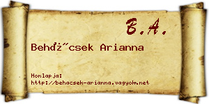 Behácsek Arianna névjegykártya